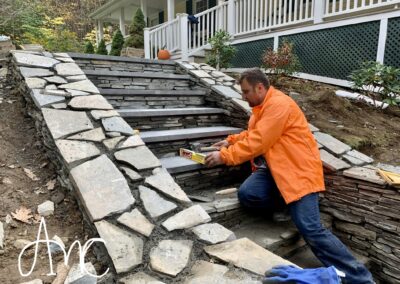 Stone Steps and Retaining Wall Construction Project in Southbury, CT