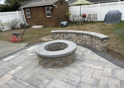 Paver Patio with Firepit Installation Project in Watertown, CT